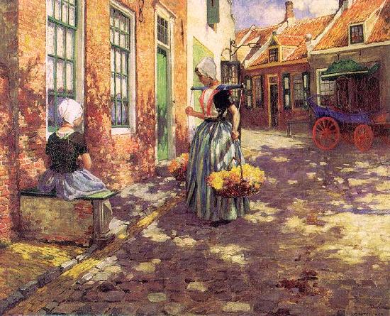 George Hitchcock Dutch Flower Girls France oil painting art
